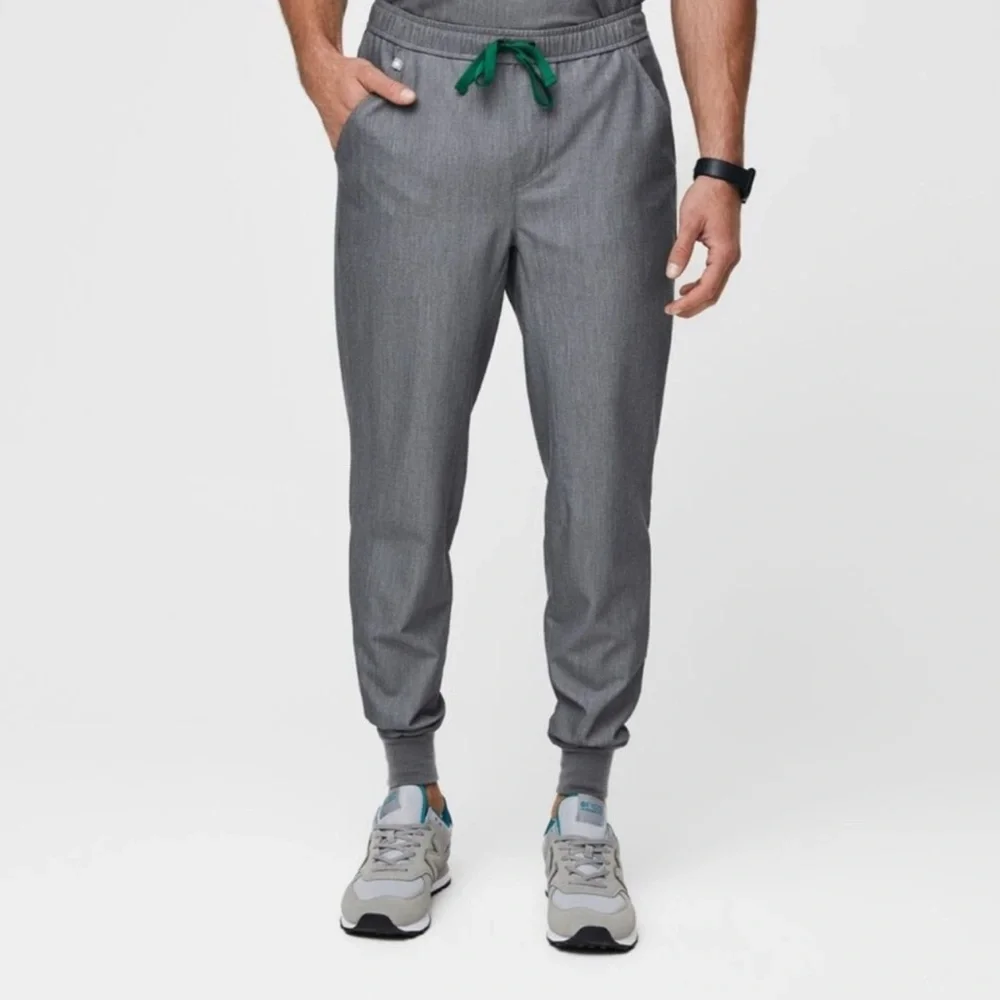 Tansen Jogger Scrub Pants Men's‎ Dark Gray with Green Drawstring Size Large